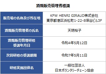 酒類販売業免許